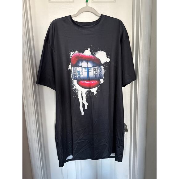 Lips print shirt dress size XL - Picture 2 of 6